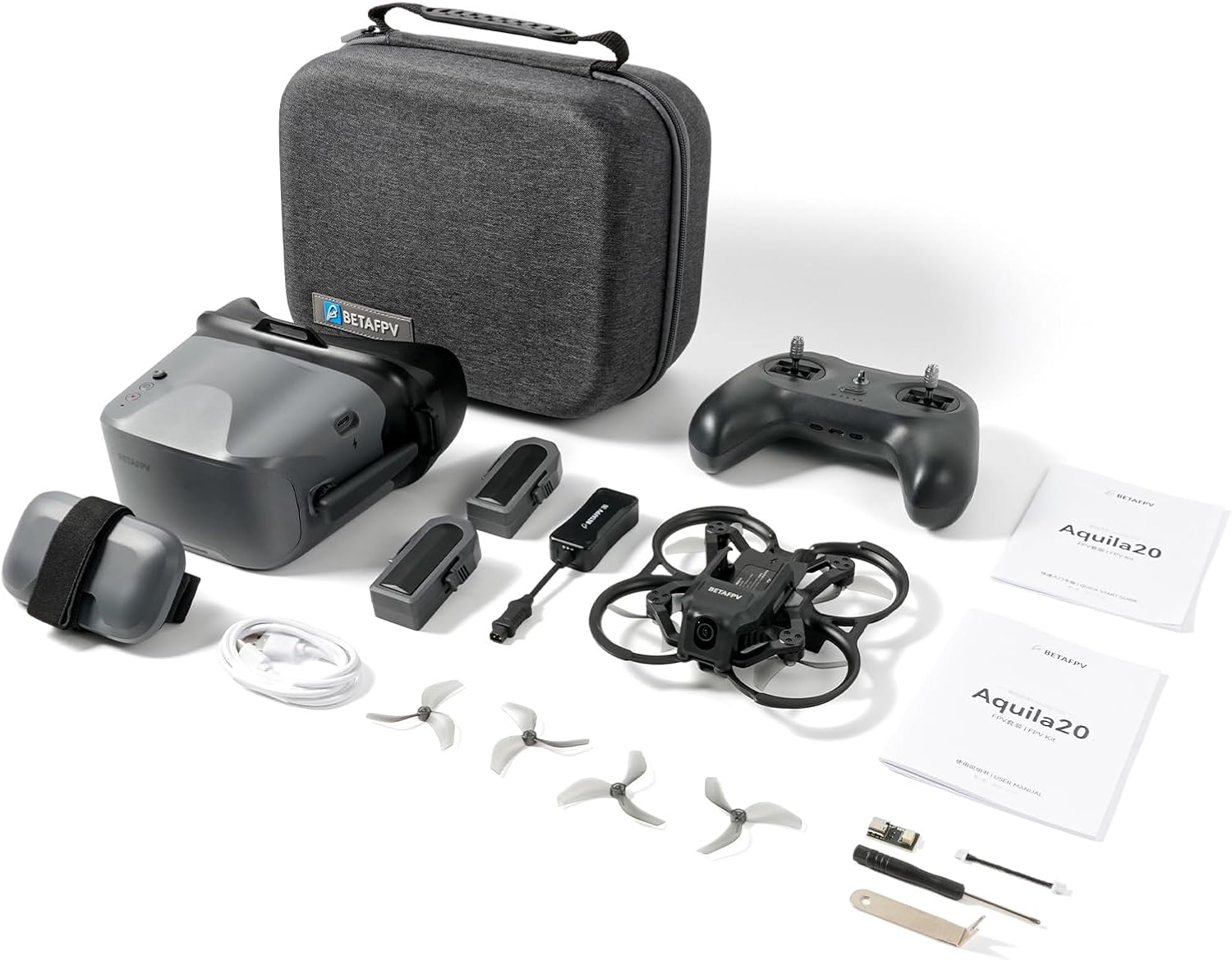 BETAFPV Aquila20 FPV RTF Kit — LiteRadio 4 SE, VR04 DVR Goggles, Altitude Hold, ELRS 2.4G | HD & Analog - FPV Drone | FUNYAT
