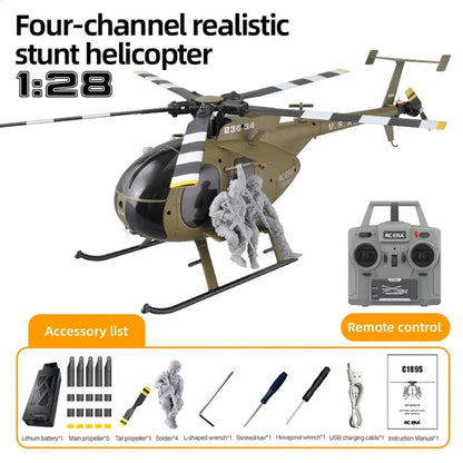 RCERA C189S MD500 Little Bird 1/28 scale RC helicopter Army Green 1 battery 2 battery 3 battery options