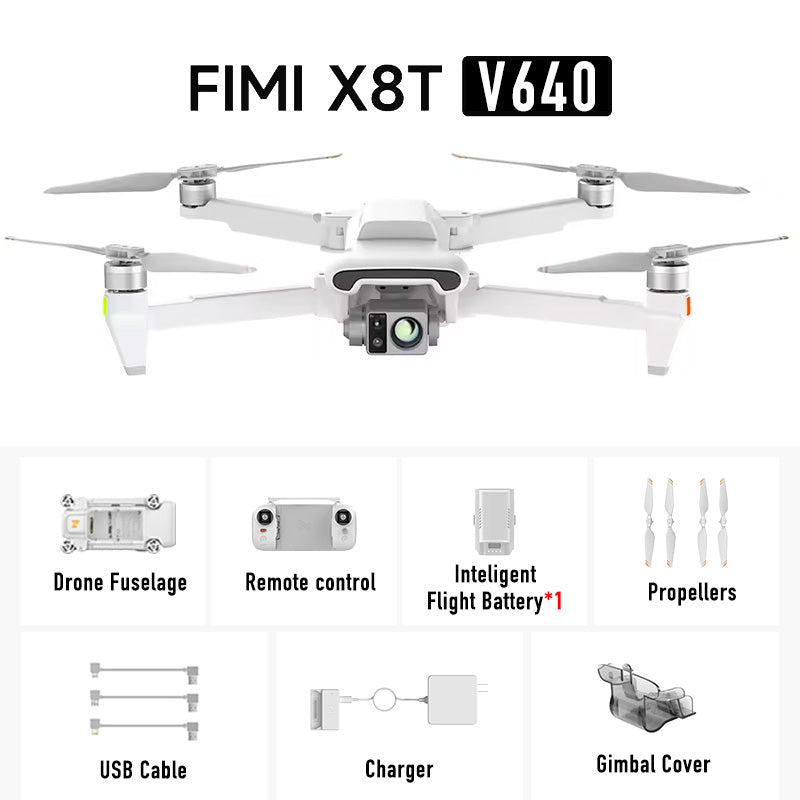 FIMI X8T V384 4K Drone Lnfrared Thermal Imaging 3-Camera gimbal system RokLink 5.0 20KM Transmission GPS Quadcopter