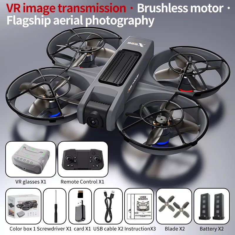 X226 VR Drone Screen Control HD Aerial Photography Dual-Camera Optical Flow Positioning Brushless Quadcopter VR Version 2 Battery - FPV Drone | FUNYAT