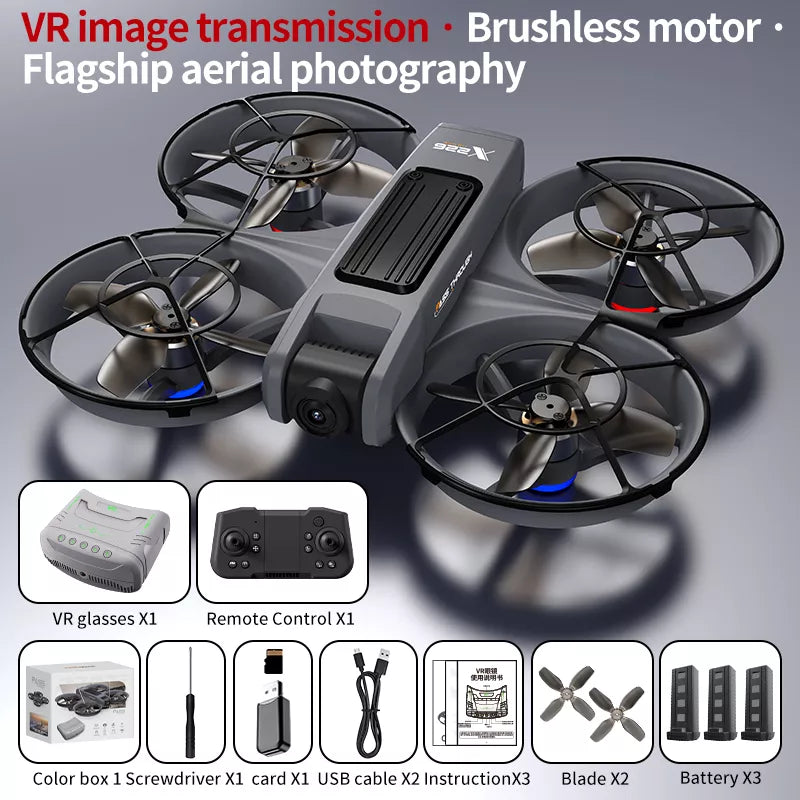 X226 VR Drone Screen Control HD Aerial Photography Dual-Camera Optical Flow Positioning Brushless Quadcopter VR Version 3 Battery - FPV Drone | FUNYAT