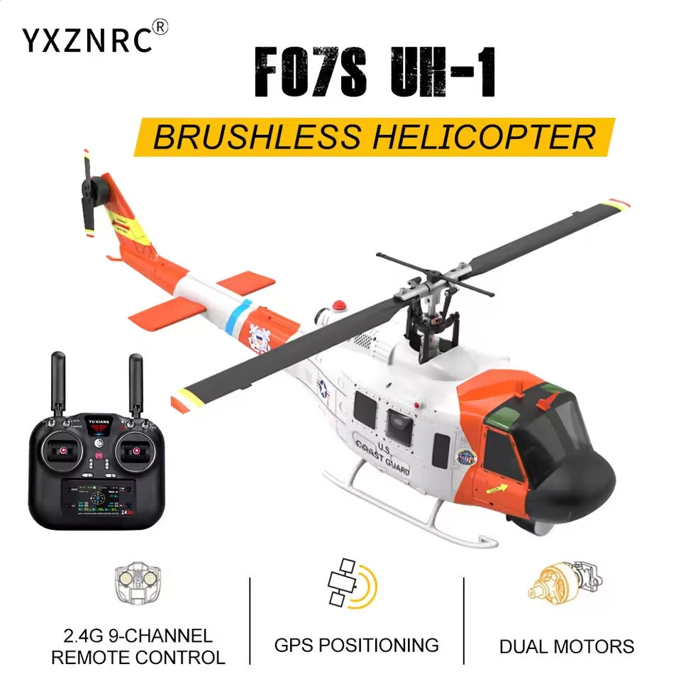 YUXIANG F07S Huey helicopter 375mm blade 385mm body coast guard scale detail