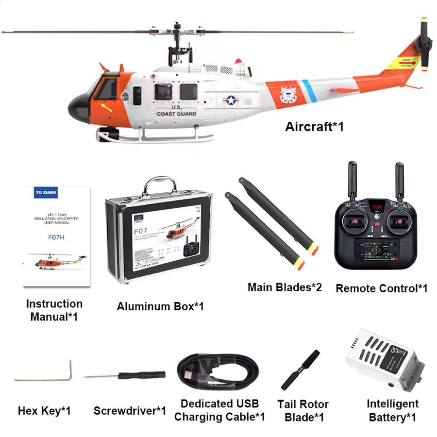 YUXIANG F07S Huey UH-1D optional 5.8G FPV camera display screen aerial view