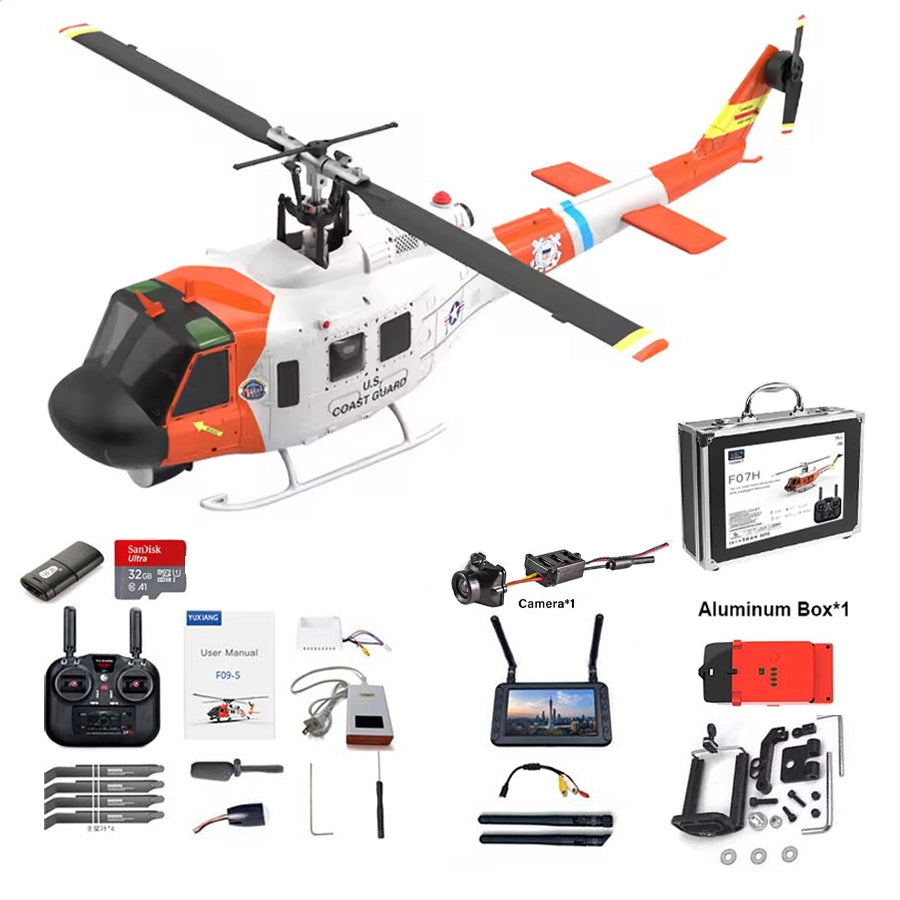  YUXIANG F07S UH-1D coast guard scale RC helicopter 310g flying weight side view