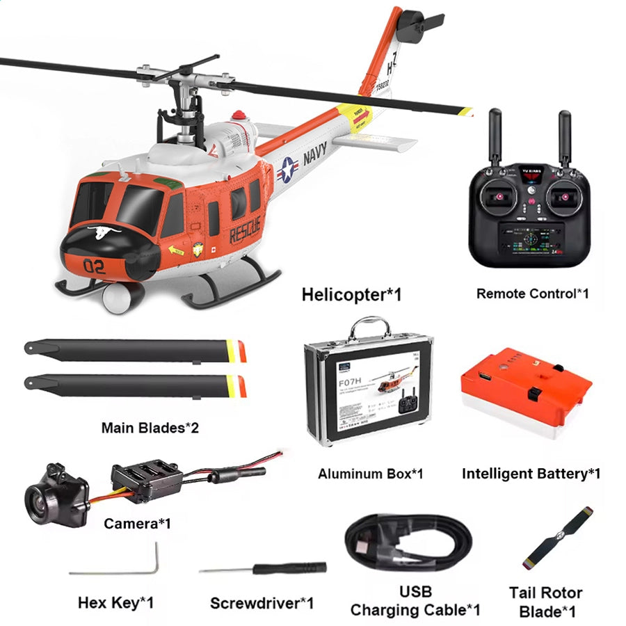 YUXIANG F07H Huey UH-1D RC Helicopter NAVY Rescue Scale GPS Optical Flow Positioning Intelligent Altitude Hold Helicopter With Camera - RC Helicopter | FUNYAT