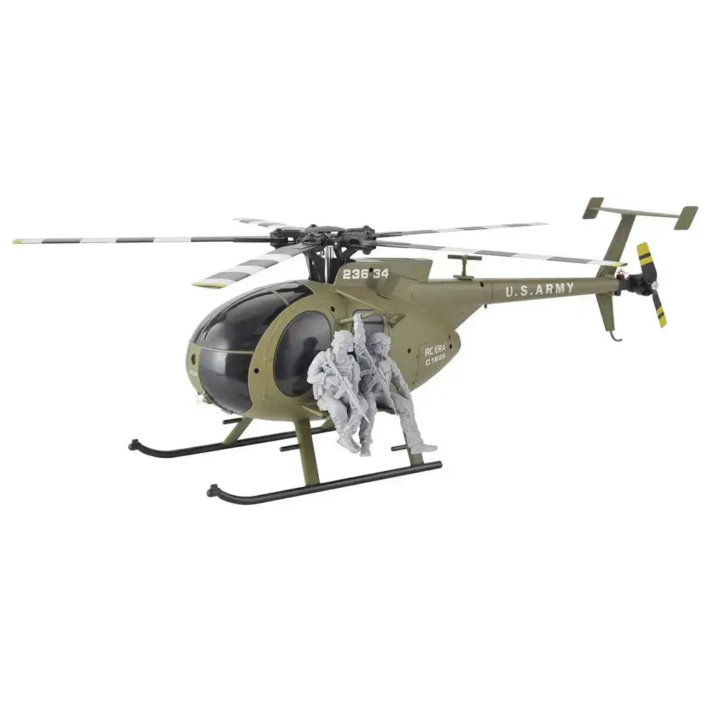 RCERA C189S MD500 Little Bird full body view military green four soldier figures fuselage