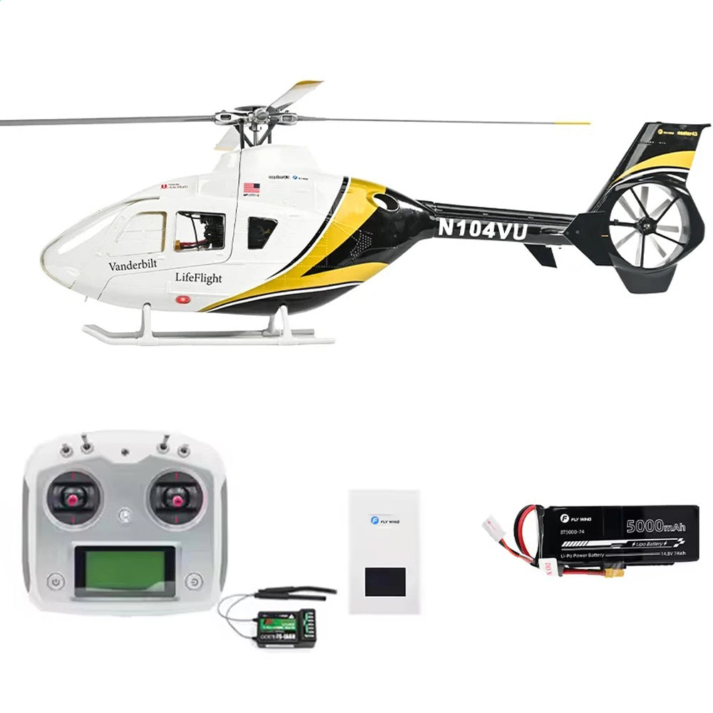 FLYWING EC-135 470L scale 4-blade RC helicopter full body view GPS ACE flight controller RTF PNP