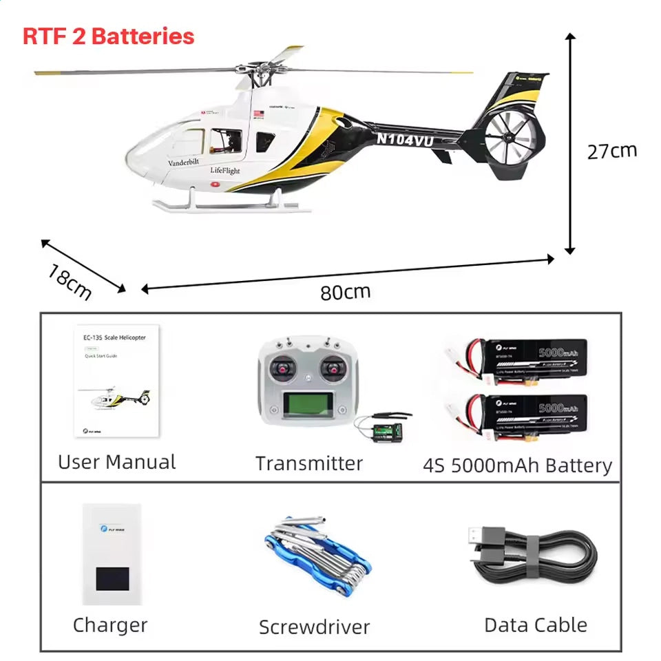 FLYWING EC-135 470L hovering outdoor GPS mode stable flight scale RC helicopter 1200g airframe
