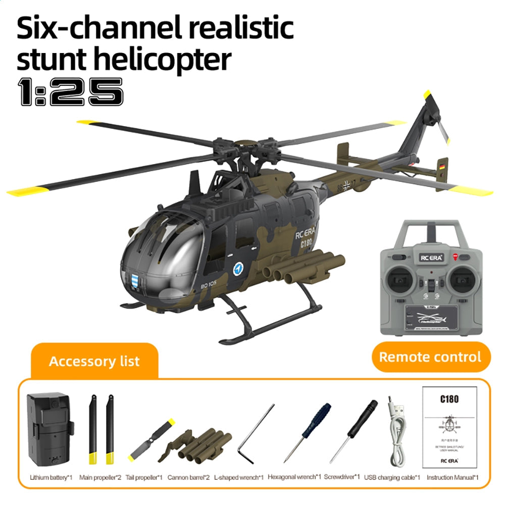 RCERA C180 BO-105 camouflage and yellow color comparison 150-class brushless scale RC helicopter
