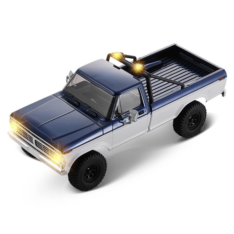 FMS FCX18 II Ford F-100 1:18 Scale 4WD RC Crawler — LCG Chassis, 2-Speed Gearbox, Magnetic Body Release, RTR Blue-White - RC Car | FUNYAT