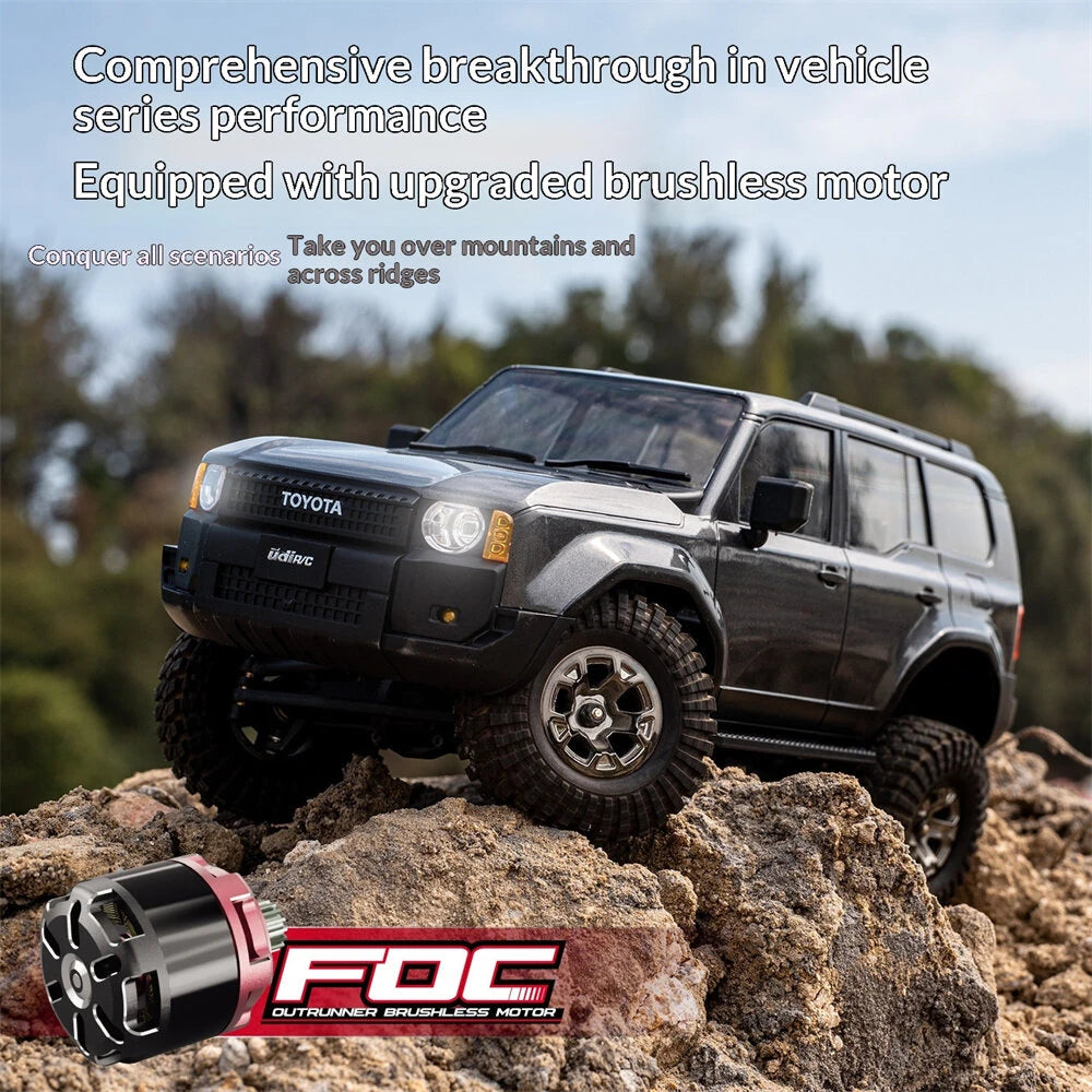 UDIRC UCX1802PRO 1/18 Toyota Land Cruiser Prado LC250 RC Crawler — Brushless 4WD, Metal Gears, LED Lights, Official Licensed RTR - RC Car | FUNYAT