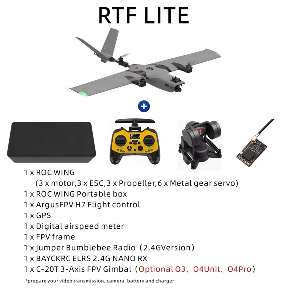 AFModel ROCWING VTOL FPV Airplane 3-Axis Stabilized Fixed-Wing UAV RC Aircraft RTF LITE - ACCESSORIES | FUNYAT