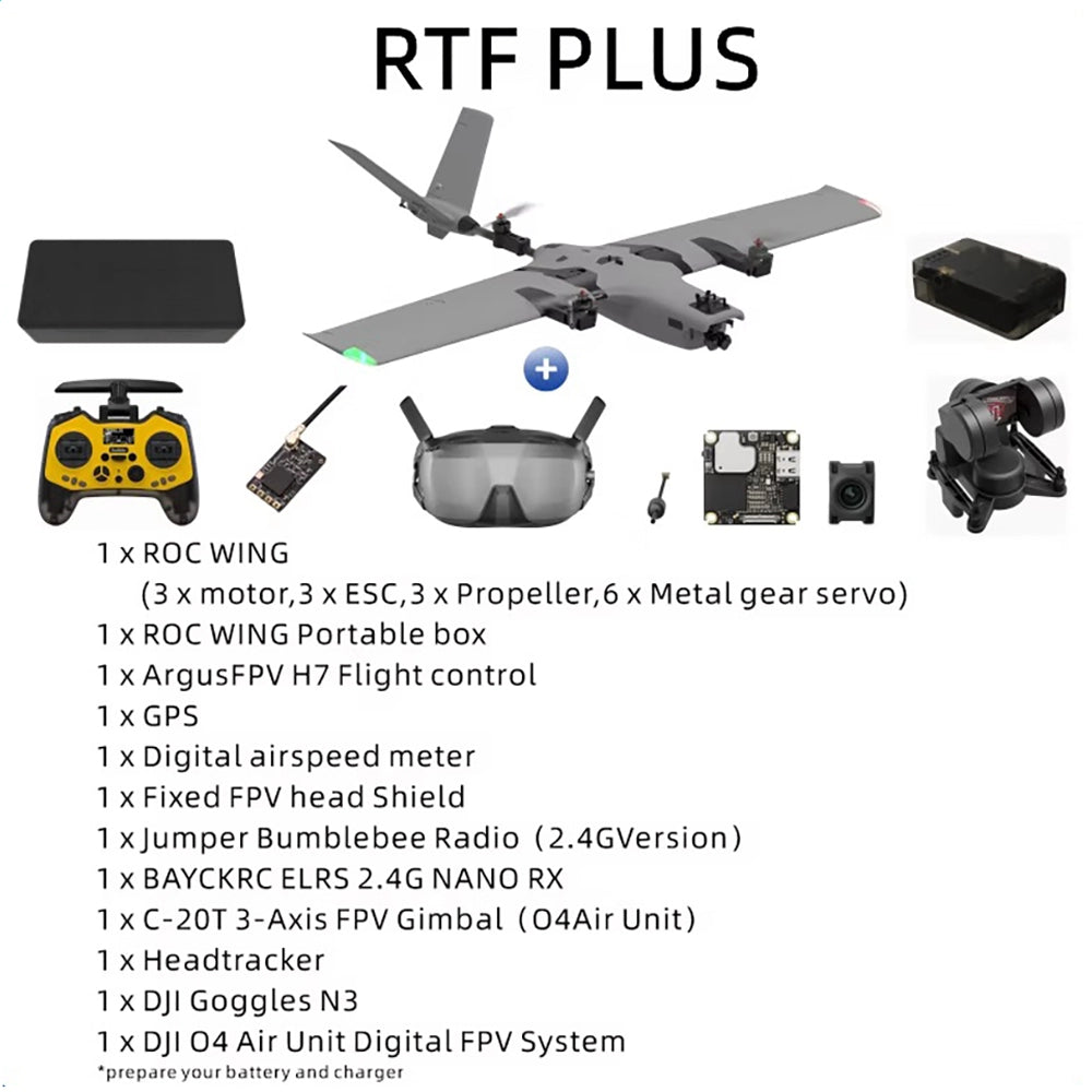 AFModel ROCWING VTOL FPV Airplane 3-Axis Stabilized Fixed-Wing UAV RC Aircraft RTF PLUS - ACCESSORIES | FUNYAT