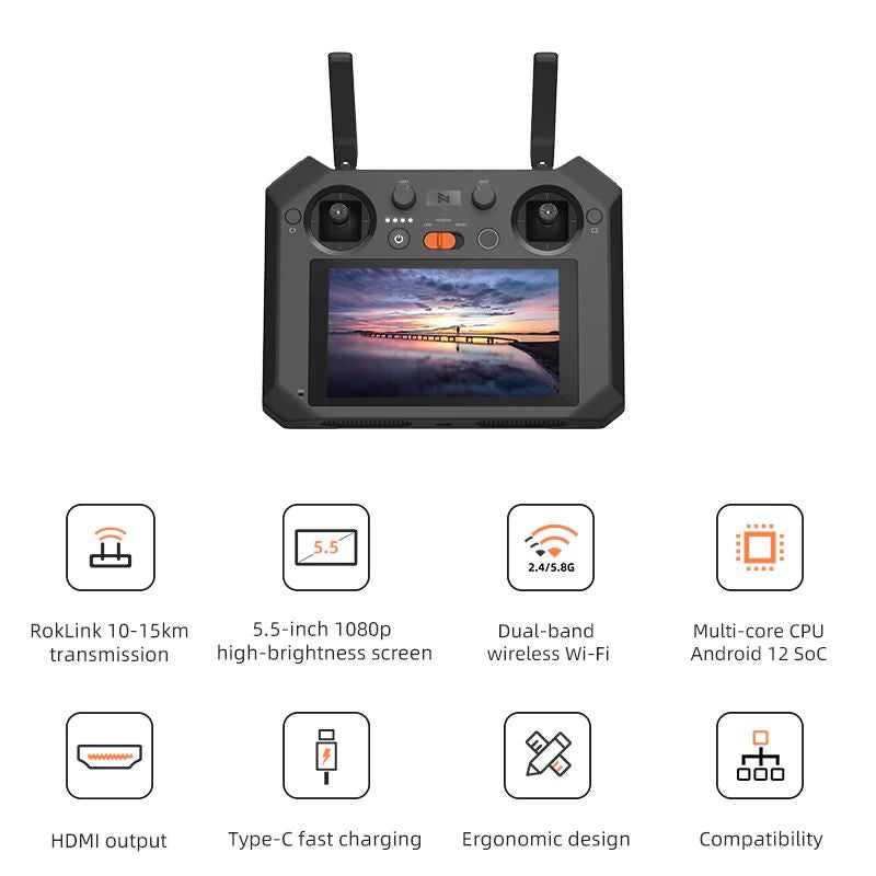 FIMI TX10A Built-in Screen 5.5 Inch 1080P Screen Remote Controller Transmitter RokLink 10-15km Transmission Spare Parts