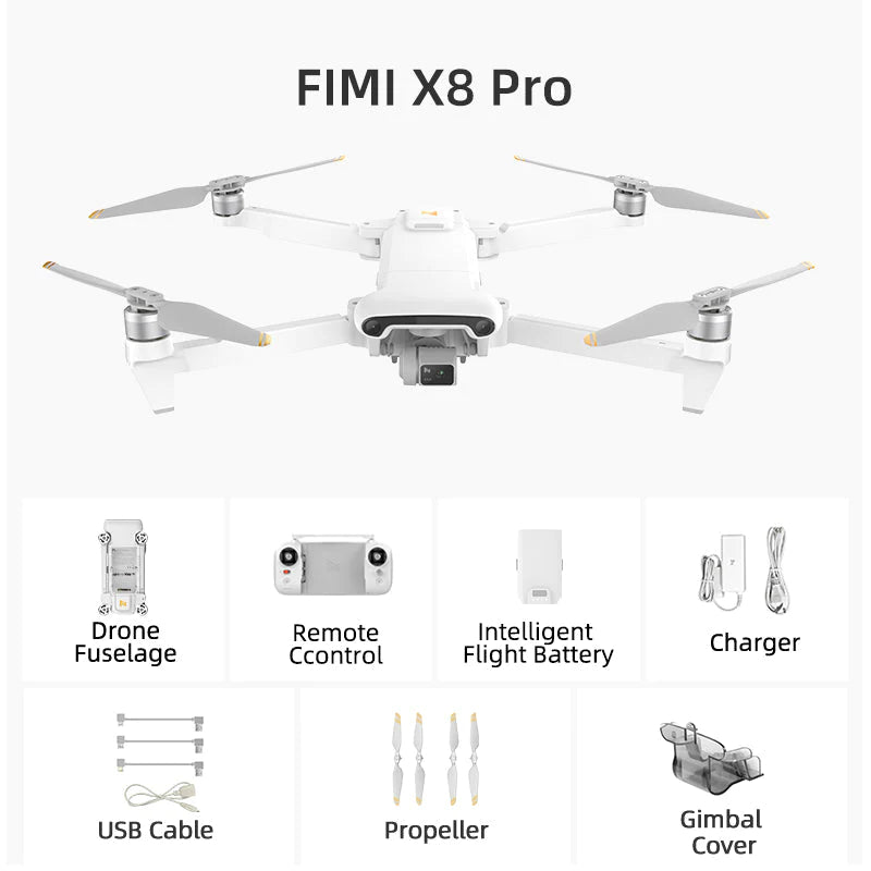 FIMI X8 PRO 4K Drone Profesional GPS 15KM 1/1.3-inch CMOS 3-Axis Gimbal Tri-Directional Obstacle Avoidance RC Quadcopter