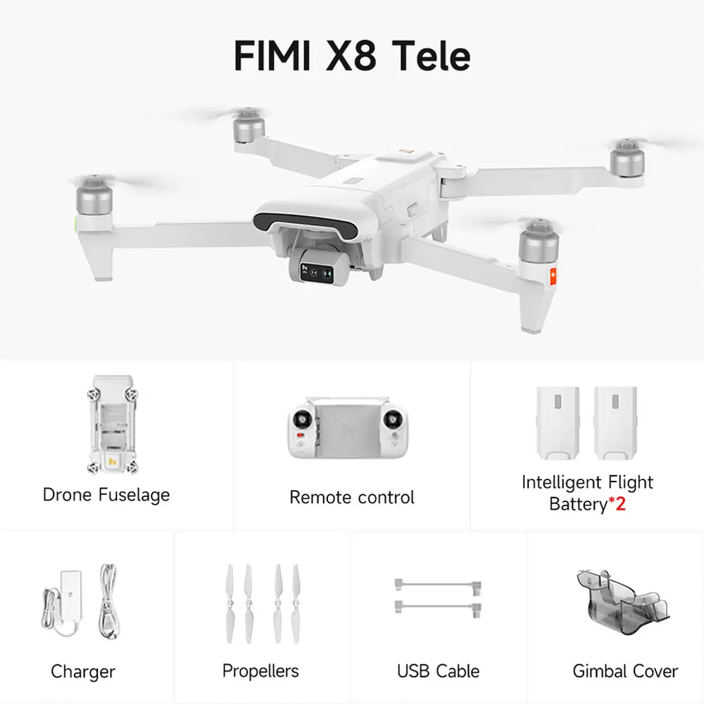 FIMI X8 TELE 4K Drone 3 Axis Gimbal HDR 48MP 30X Camera GPS 10KM Profe FUNYAT