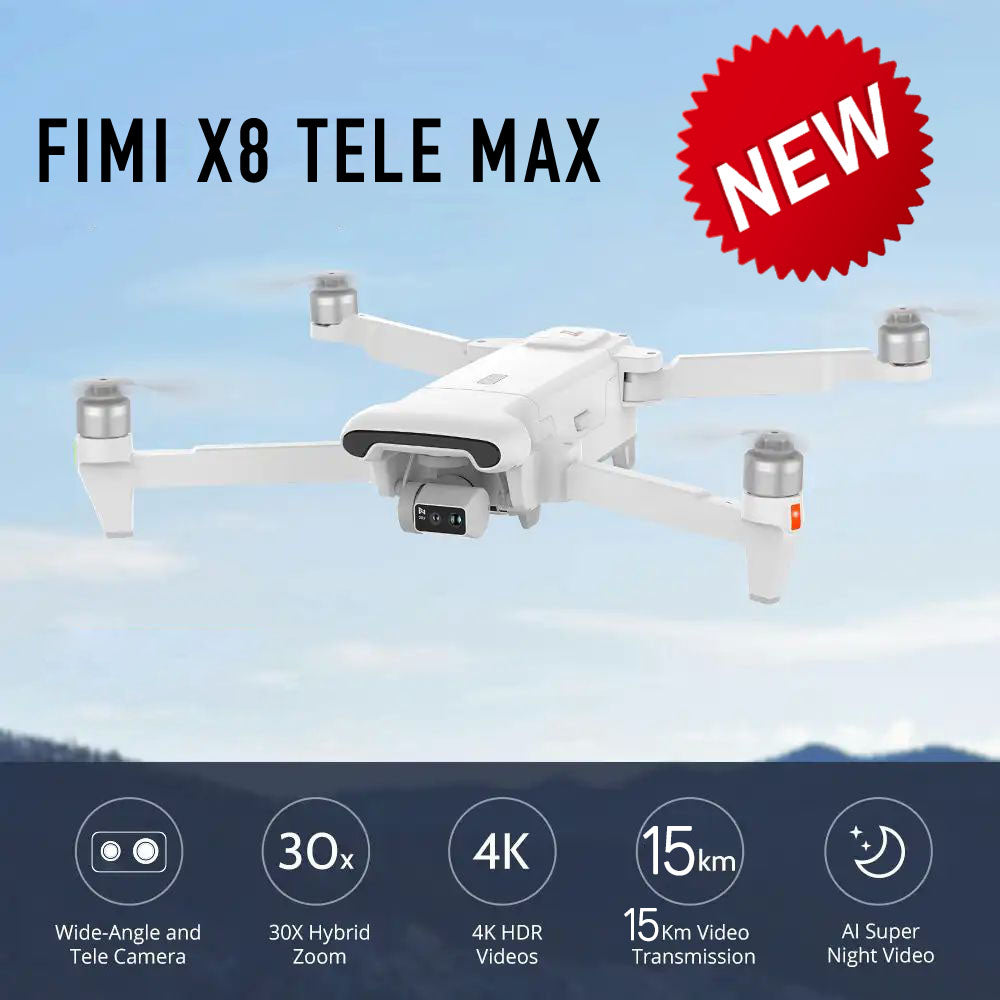 FIMI X8 TELE MAX 3-Axis Gimbal 4K Drone HDR 48MP 30x Camera GPS 15KM Professional aerial photography Quadcopter