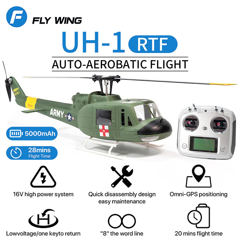 FLY WING UH-1 V3 Upgrade Version Class 470 6CH Brushless GPS Fixed Point Altitude Hold RC Helicopter PNP/RTF H1 Flight Controller