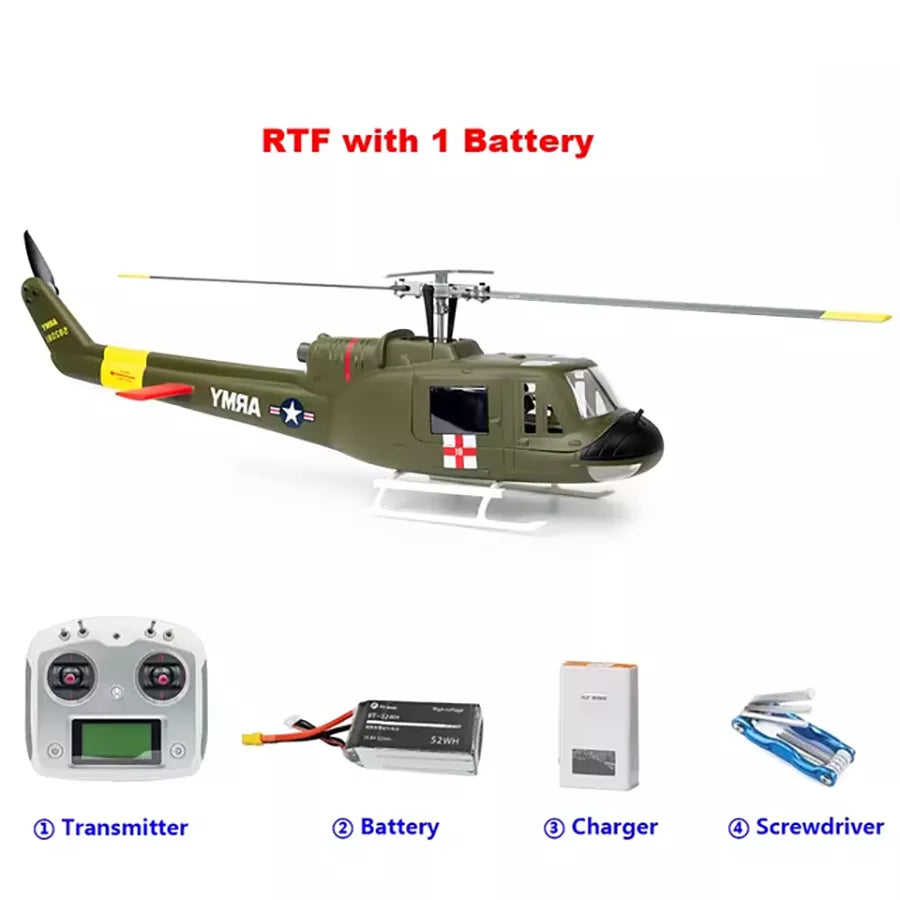 FLYWING UH1 Huey Helicopter V4 Upgrade Version 450L Class 6CH Brushless GPS Stabilized Altitude Hold RC Helicopter H1 Flight Controller