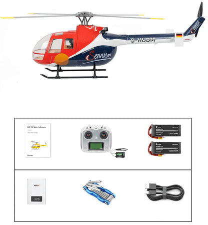 FLYWING BO-105 450L Scale 6CH Brushless GPS Altitude Hold H1 Flight Controller RC Helicopter PNP/RTF Red 2 Battery - RC Helicopter | FUNYAT