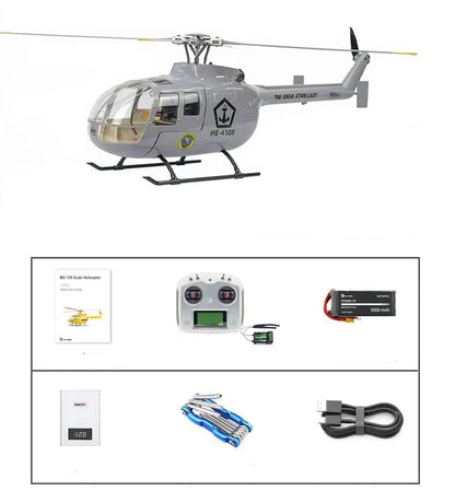 FLYWING BO-105 450L Scale 6CH Brushless GPS Altitude Hold H1 Flight Controller RC Helicopter PNP/RTF Gray 1 Battery - RC Helicopter | FUNYAT