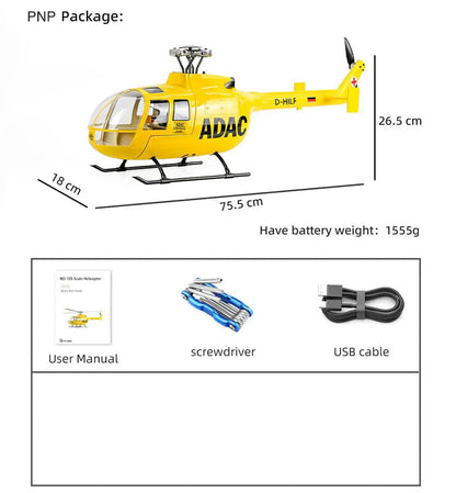 FLYWING BO-105 RC Helicopter 450L Class 6CH Brushless GPS Stabilized Altitude Hold RC Helicopter H1 Flight Controller FUNYAT