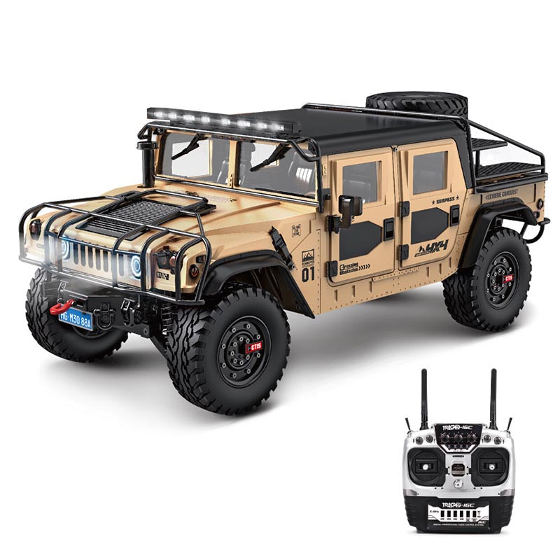 HG P415A 4WD U.S.4X4 Hummer H1 Military Truck 1/10 RC Car Metal Simulation Pickup Upgraded Sound/Light effect Toys