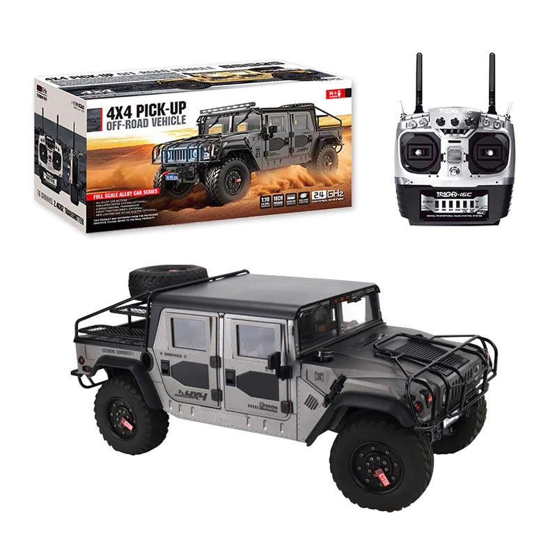 HG P415A 4WD U.S.4X4 Hummer H1 Military Truck 1/10 RC Car Metal Simulation Pickup Upgraded Sound/Light effect Toys