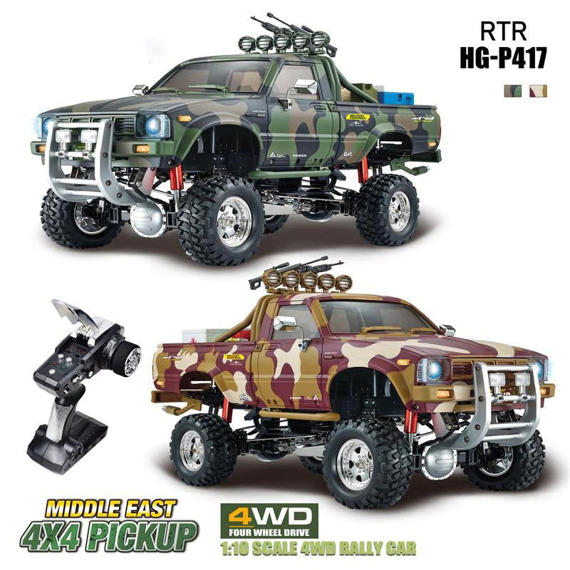 HG P417 1/10 2.4G 4WD Middle East Pickup Truck Crawler Climbing Off-Road Car with LED Light RTR RC Toy