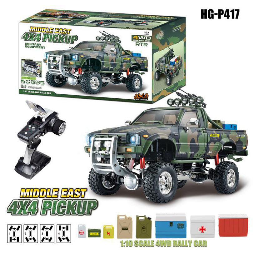 HG P417 1/10 2.4G 4WD Middle East Pickup Truck Crawler Climbing Off-Road Car with LED Light RTR RC Toy