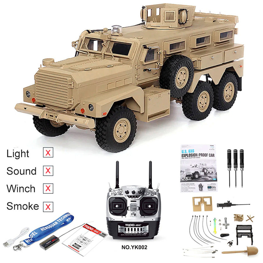 HG P602 RC Car U.S MILITARY COUGAR 6X6 MRAP 1/12 2.4G 16CH Upgraded Light Sound Function FUNYAT