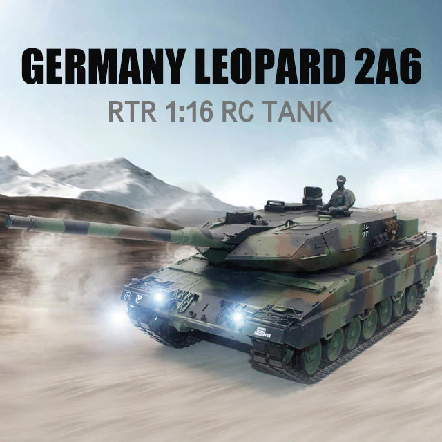 RC Tank Heng Long 3889-1 1/16 TK7.0 German Leopard 2A6 320° Spin Turret Metal RC tank Toys