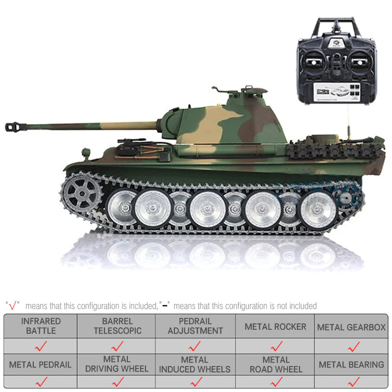 RC Tank Heng Long 3879-1 2.4G 1/16 German Panther Type G Metal Upgraded Toys