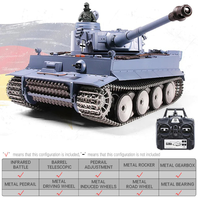 RC Tank Heng Long 3818-1 1/16 Germany Tiger I Metal RC Battle Tank Toys