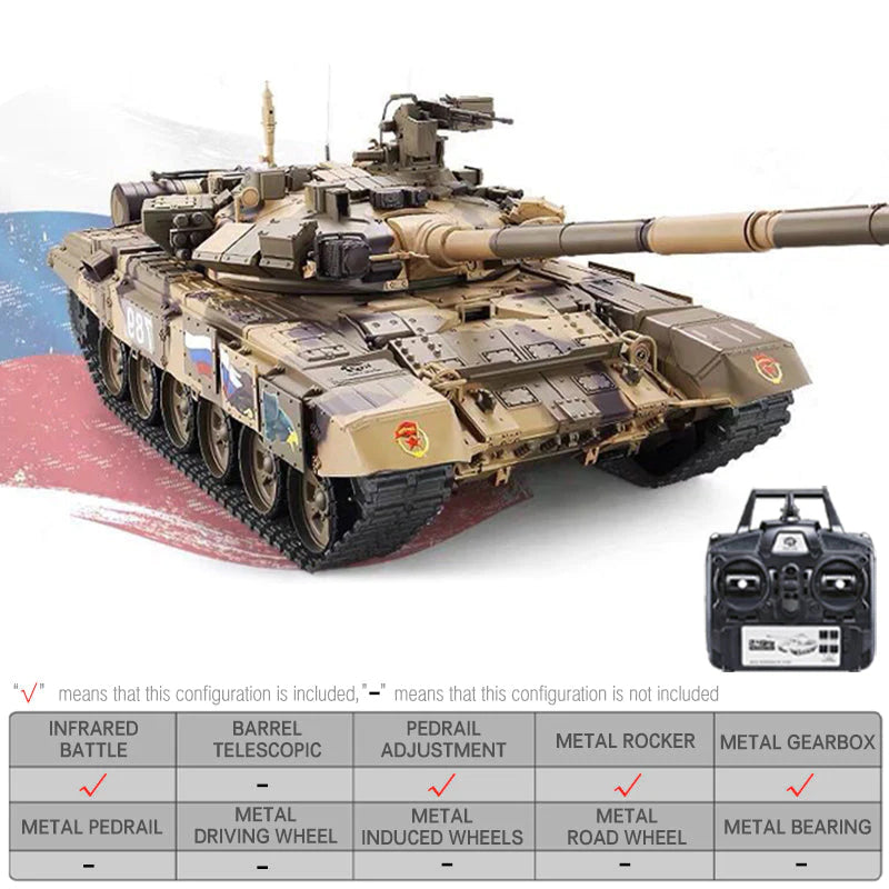 Heng Long RC Tank 3938-1 T90 1/16 Main Battle Tank Spin Turret Upgrade  Metal RC Tank toys