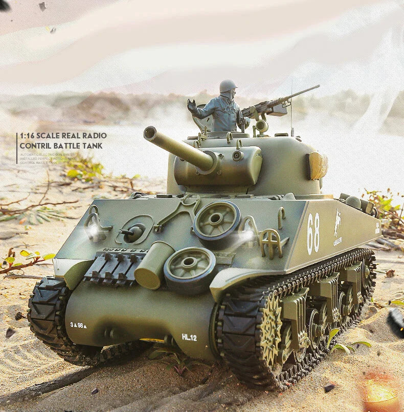 RC Tank Heng Long 3898-1 2.4G 1/16 US Sherman M4A3 Upgraded Metal RC Car toys