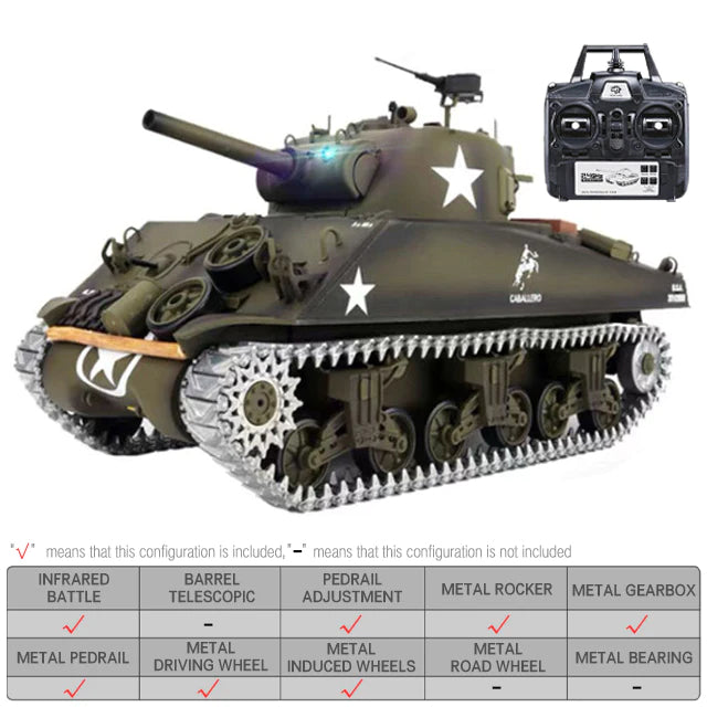 RC Tank Heng Long 3898-1 2.4G 1/16 US Sherman M4A3 Upgraded Metal RC Car toys
