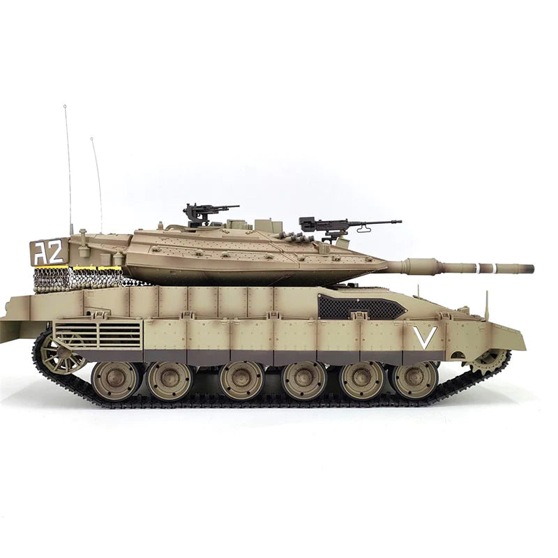 Heng Long Tank 3858 Merkava MK IV 1/16 Israel Main Battle Tank IDF TK7.0 Turret 360° Rotating Upgrade Metal Version RC Tank Toys Gift