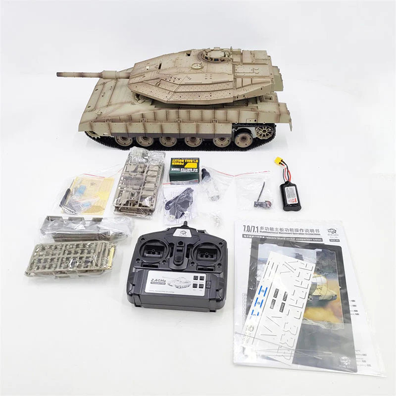 Heng Long Tank 3858 Merkava MK IV 1/16 Israel Main Battle Tank IDF TK7.0 Turret 360° Rotating Upgrade Metal Version RC Tank Toys Gift