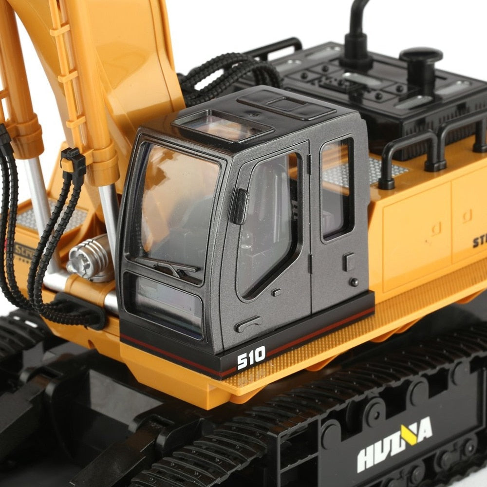 Huina 1510 RC Excavator Bulldozer 2.4G 1:16 11CH 680° Rotating Sound/Light Toy RC Car
