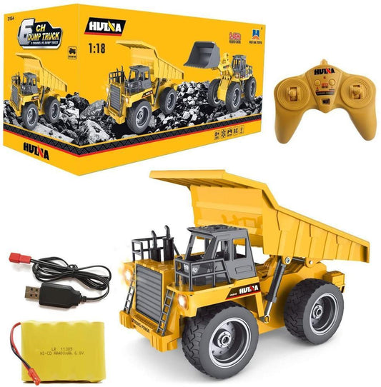 Huina 1540 Alloy Dump Truck RC Car Excavator 6CH 1:18 RC Truck Toys