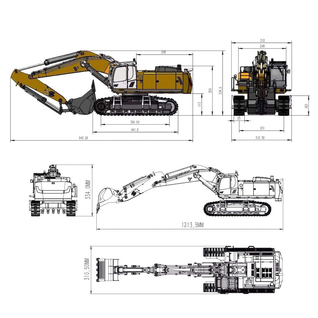 Huina Kabolite 970 Full Alloy Excavator Simulation Hydraulic Excavator RC Car High Quality Toy Gift