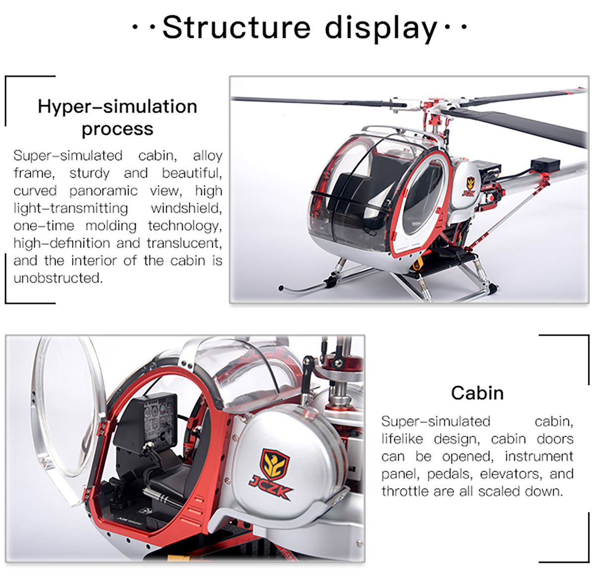 JCZK 300C PRO 2.4G 12CH Flybarless RC Helicopter Model with H1 Smart Flight Control and GPS Positioning (RTF Version)