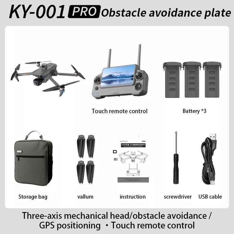 KY001 PRO 3-Axis Gimbal 8K Drone Intelligent Obstacle Avoidance 5G GPS Large size Quadcopter with Screen Remote Control