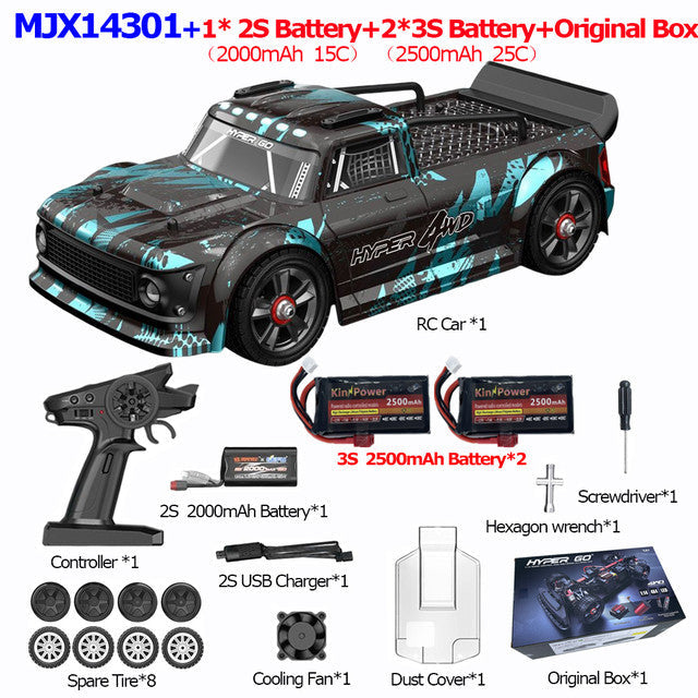 MJX 14301 14302 HYPER GO RC Car 1/14 4WD Brushless Drift Rally Car 2.4G Buggy Metal Chassis Hydraulic Shock Absorber RC Toys