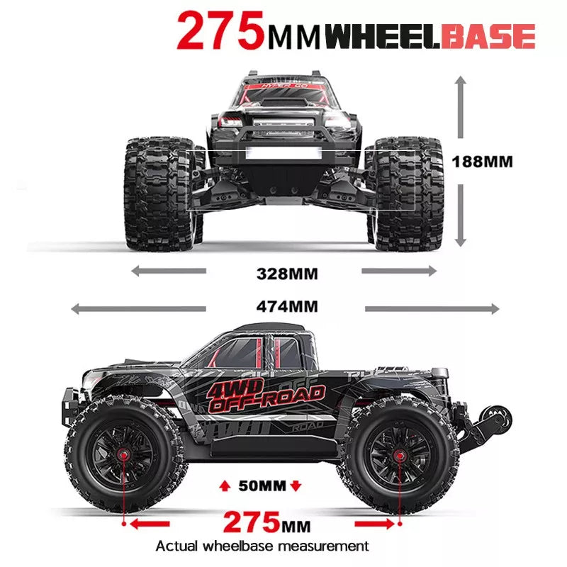 MJX Hyper Go 10208 Monster 4WD RC Car 1/10 80km/h High-Speed All-Terrain RC Truck