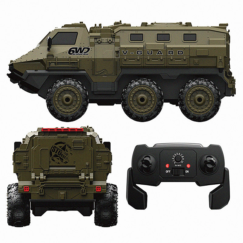 Military Truck Armored Vehicle RC Car 1/16 6WD Army Armored All Terrain Off-Road Truck