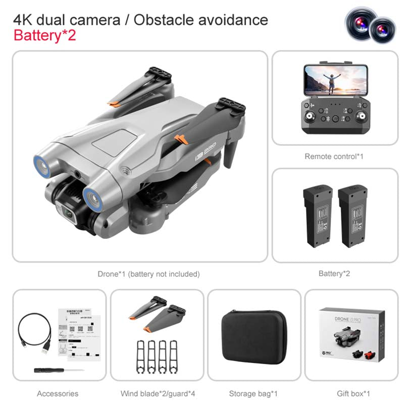 New Drone 4k Hd Dual Camera i3 Pro Obstacle Avoidance Optical Flow Quadcopter Toys