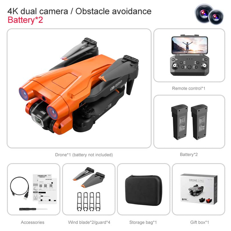 New Drone 4k Hd Dual Camera i3 Pro Obstacle Avoidance Optical Flow Quadcopter Toys