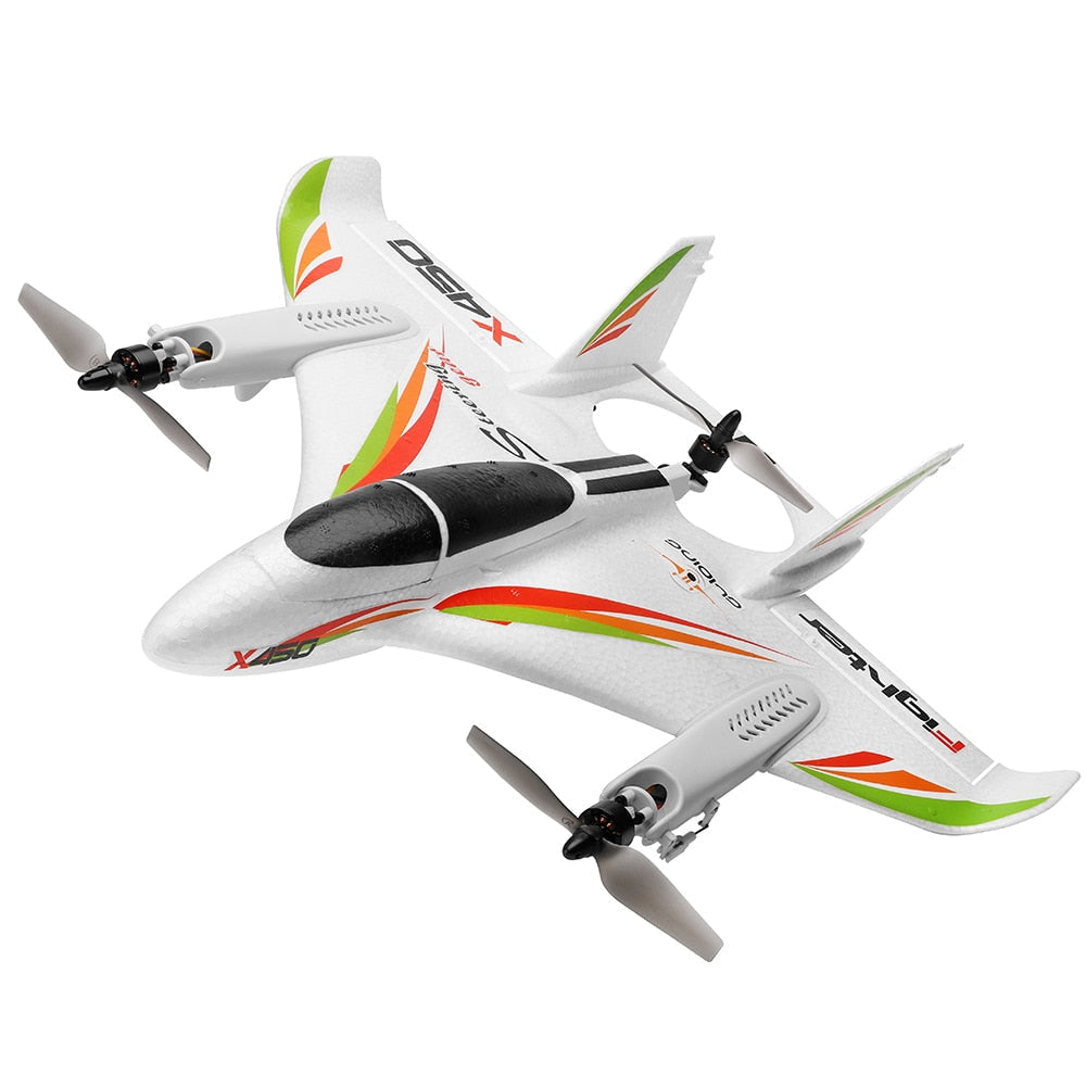 RC Airplane WLtoys X450 2.4G 6CH 3D/6G Brushless Motor Vertical Take-Off LED Light RC Glider Toys